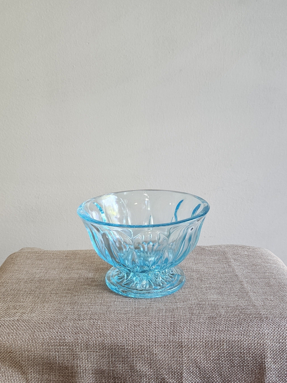 Anchor Hocking Aqua Blue Pressed Glass Compote Bowl